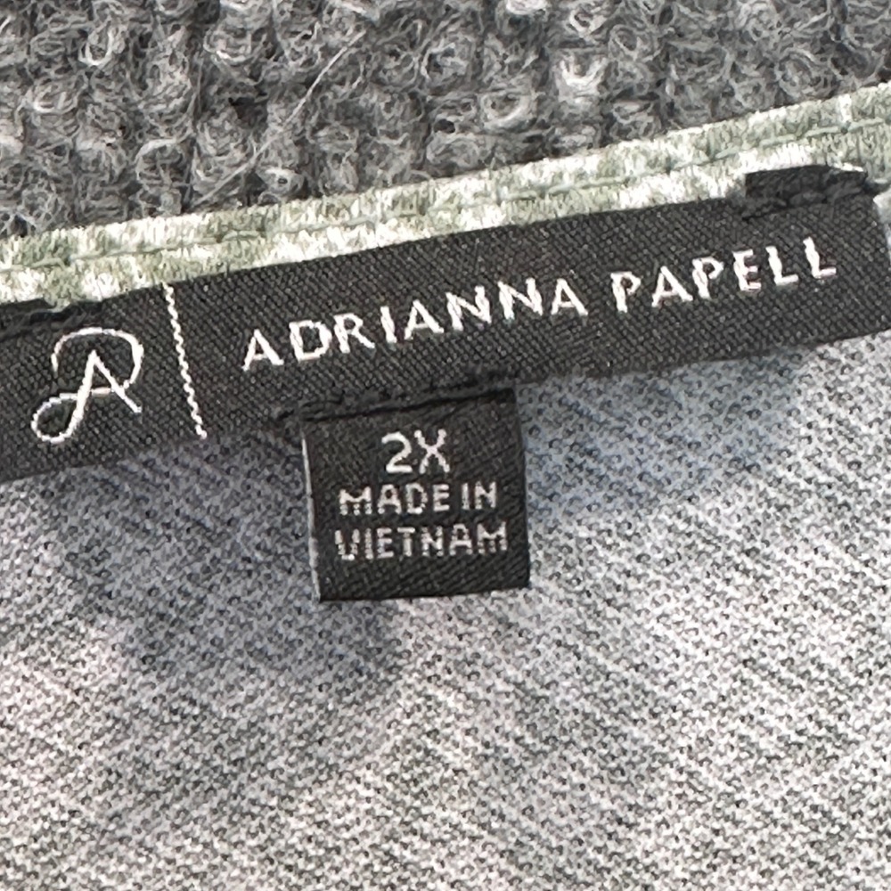Adrianna Papell Sage Green Floral Puff Sleeve 2X Top Cottagecore Bohemian Office - Picture 3 of 6